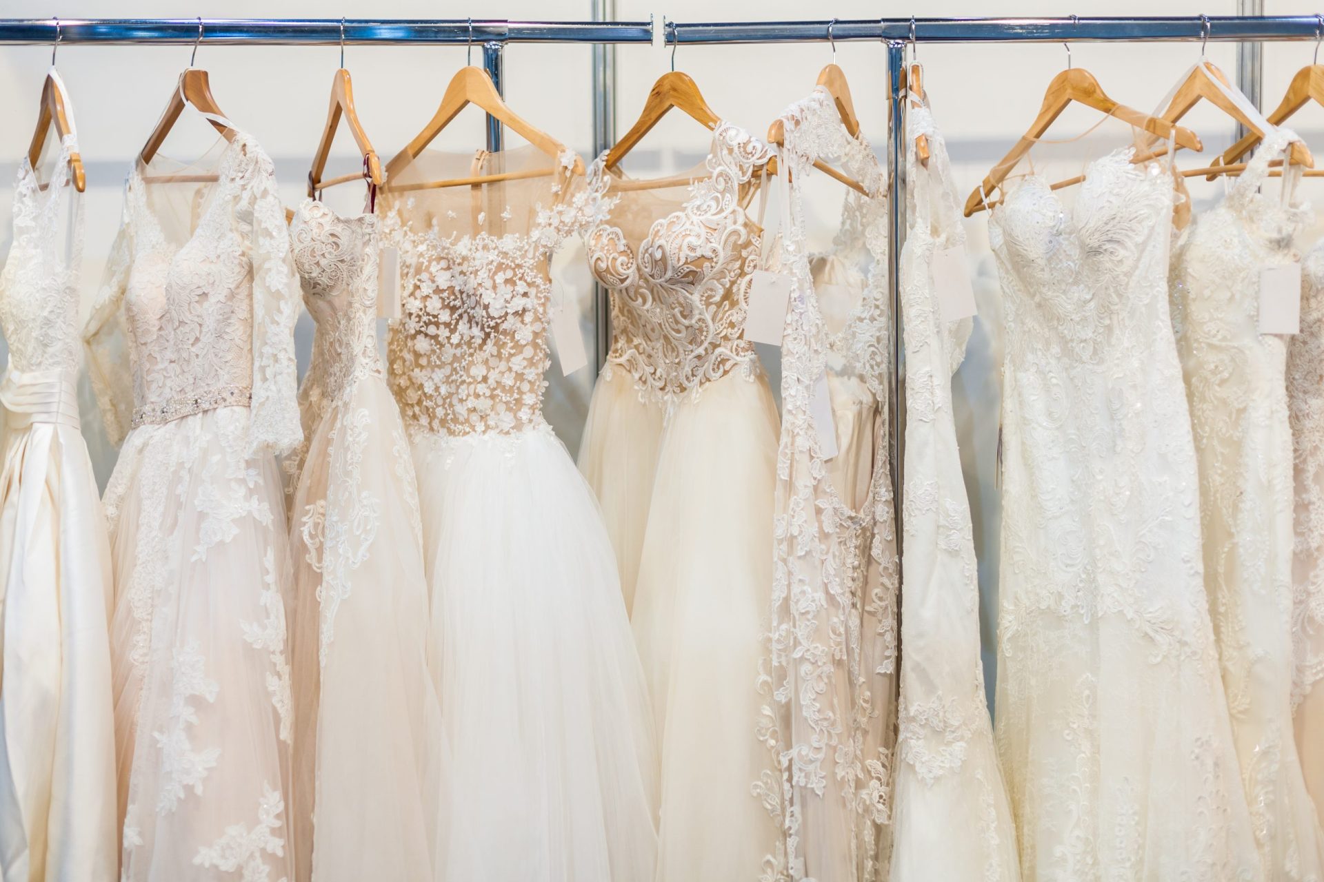 wedding dress hanging